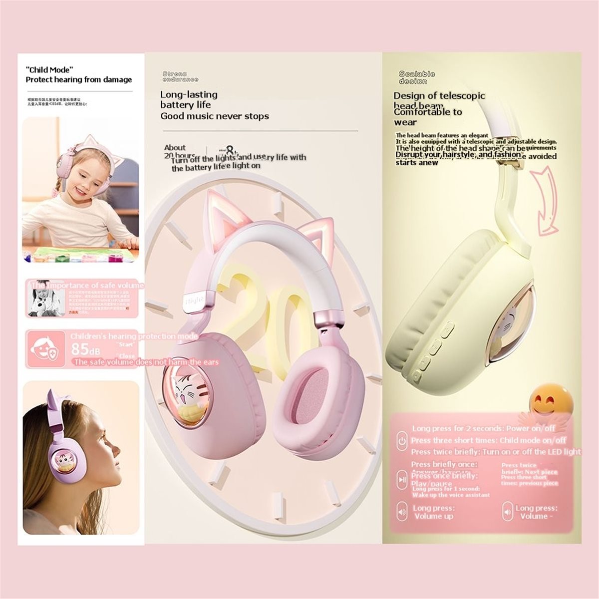 Cat Ear Bluetooth Headset Led - [VALUE PACK]Cute Cat Ear Bluetooth 5.3