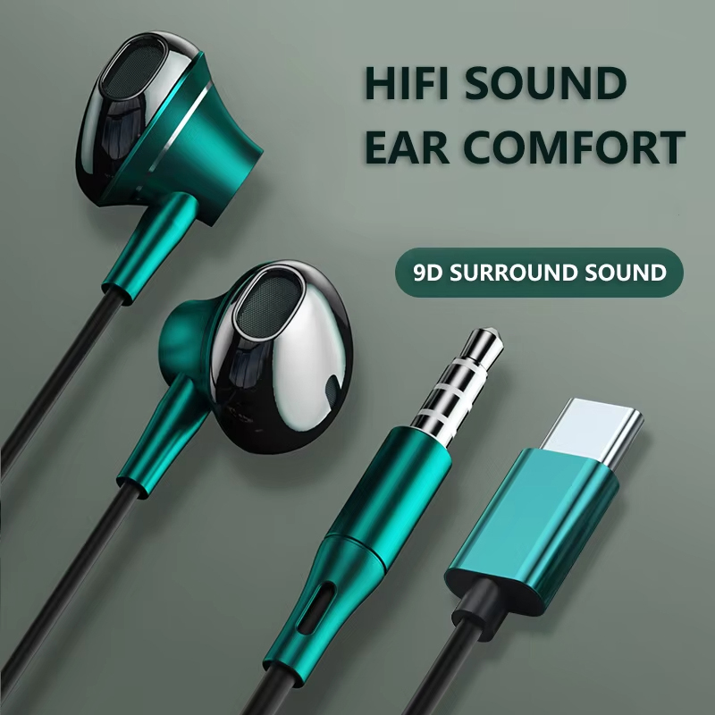 Type C Wired Earphones With Mic - 9D Bass Stereo Type C and