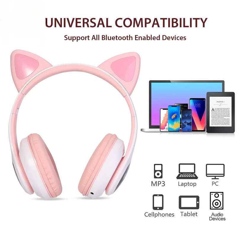 Cat Ear Bluetooth Headset Led - T28 Wireless Bluetooth Headphones, LED Glowing