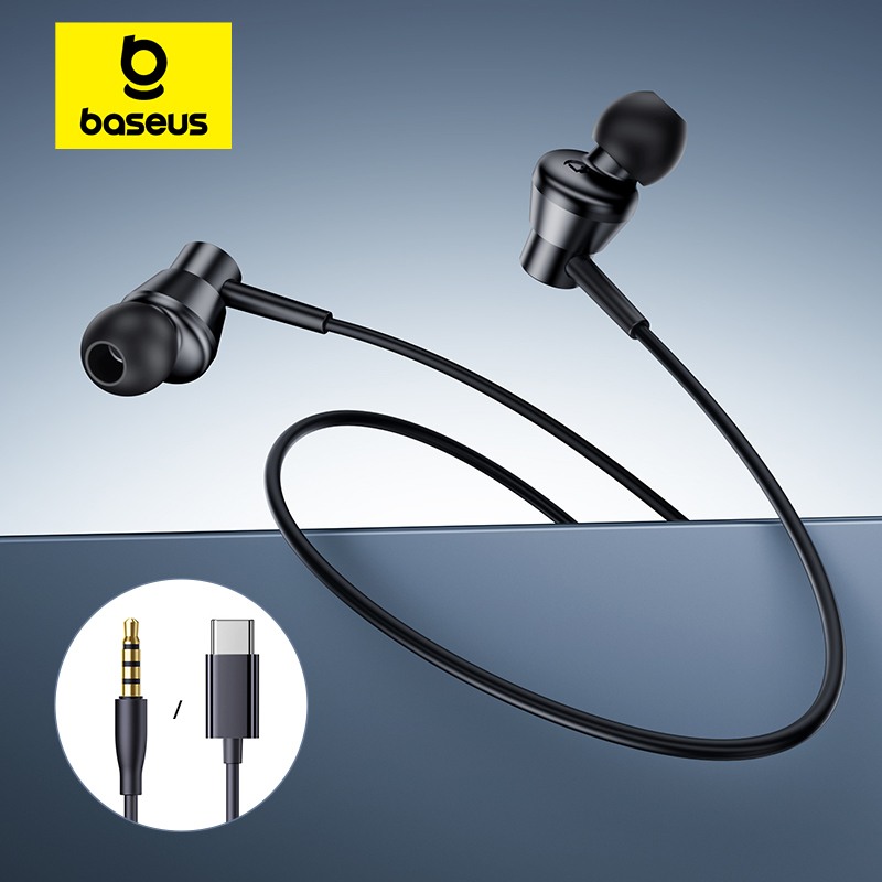 Type C Wired Earphones With Mic - Baseus Encok CZ11/HZ11 Wired Earphones Type-C/3.5mm