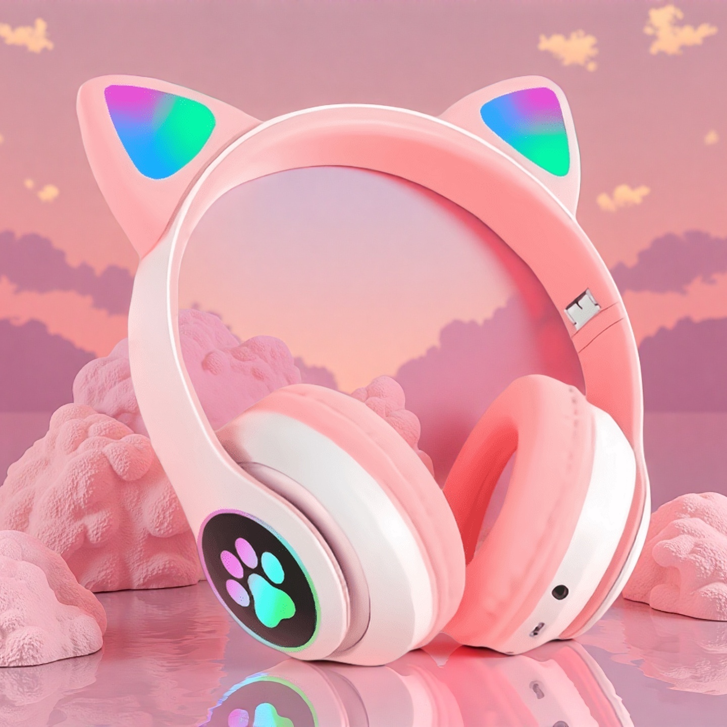 Cat Ear Bluetooth Headset Led - New Flash Light Cute Cat Ears