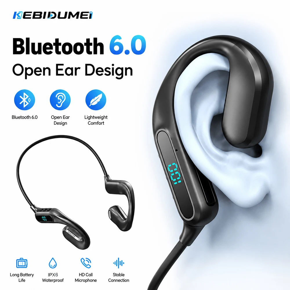 Open Ear Air Conduction Headphones - KEBIDUMEI Bluetooth 6.0 Air Conduction Headphones