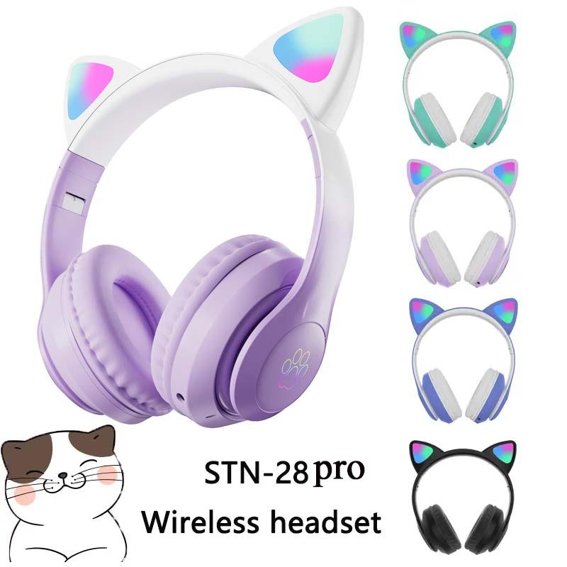 Newest STN-28 Wireless Headset - огляд і ціна Cat Ear Bluetooth Headset Led