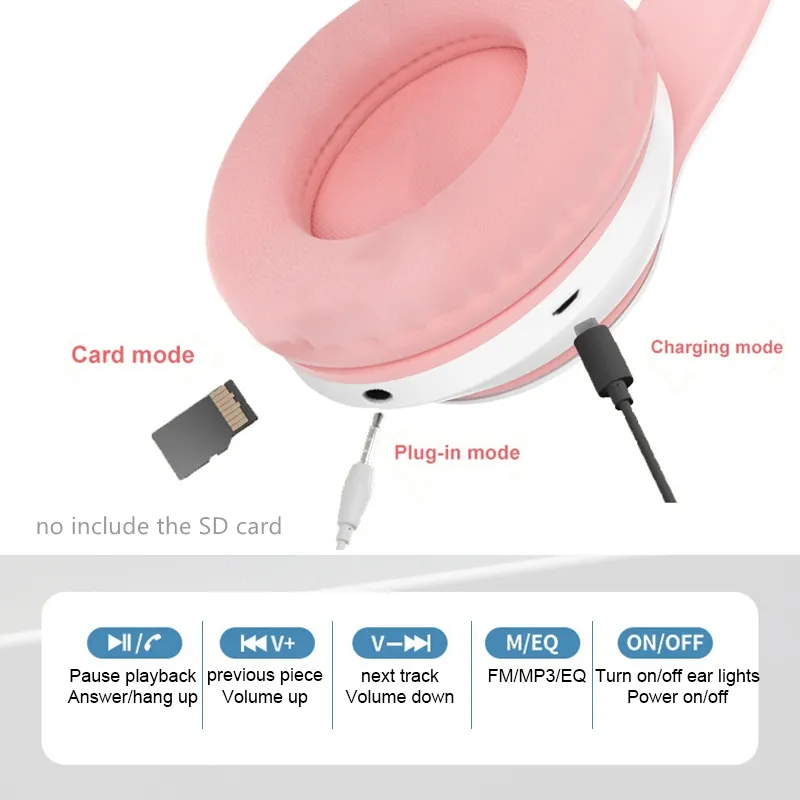Newest STN-28 Wireless Headset - огляд і ціна Cat Ear Bluetooth Headset Led
