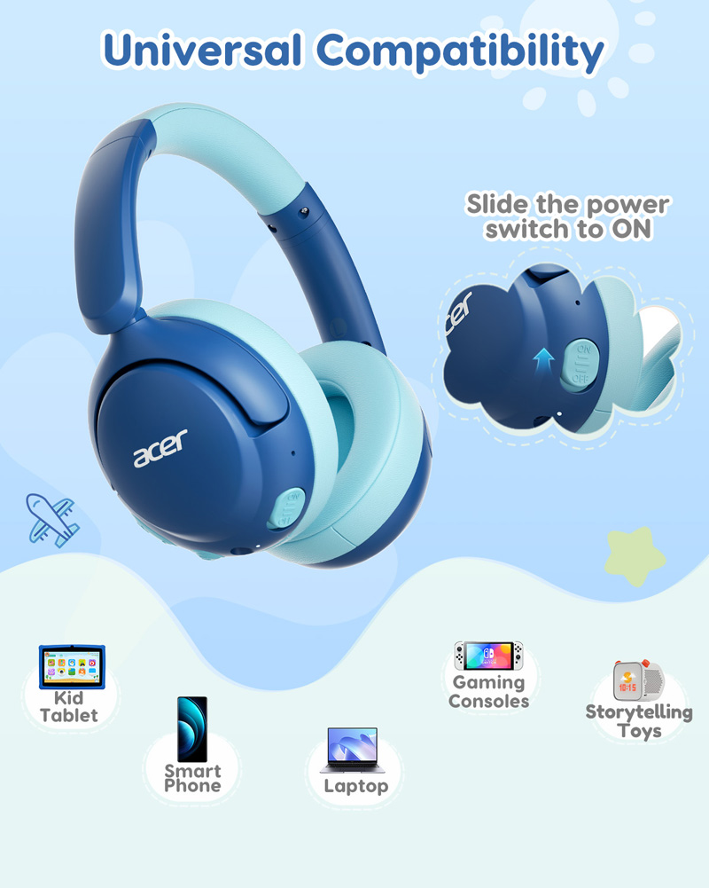 Acer OHR725 Kids Bluetooth 5.4 - огляд і ціна Anc Wireless Over Ear Headphones