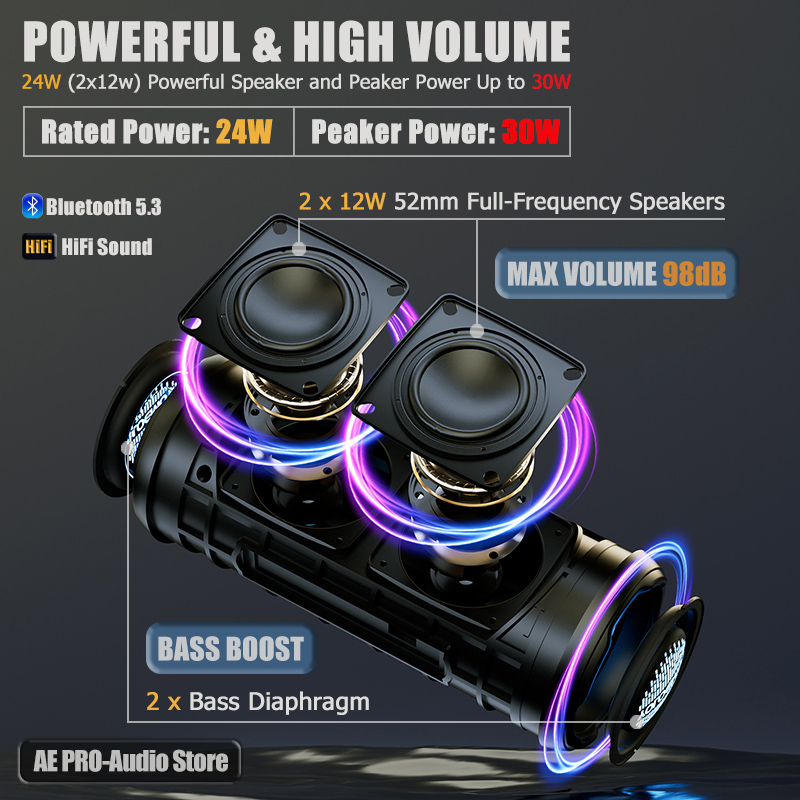 30W Portable Bluetooth Speaker - огляд і ціна Portable Bluetooth Speaker Waterproof Ipx7