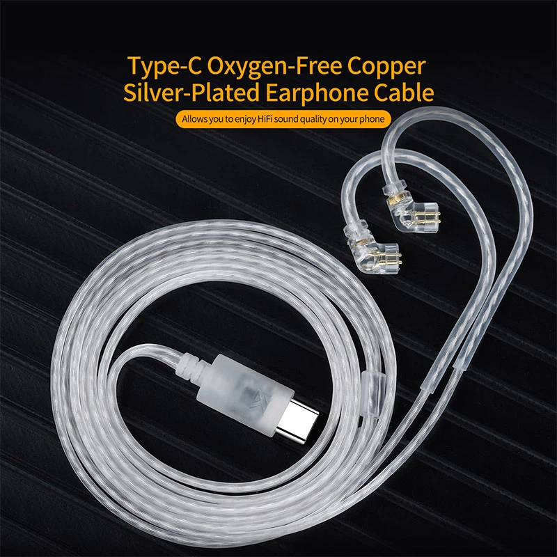 KZ Earphones Cable OFC Silver  - огляд і ціна Type C Wired Earphones With Mic