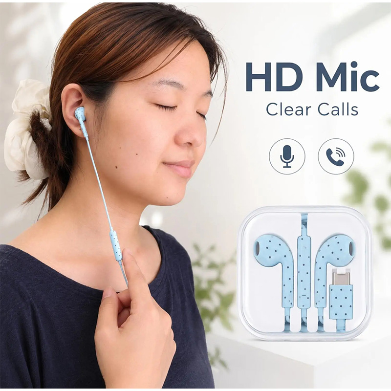 Type C Earphones Polka Dot Sta - огляд і ціна Type C Wired Earphones With Mic