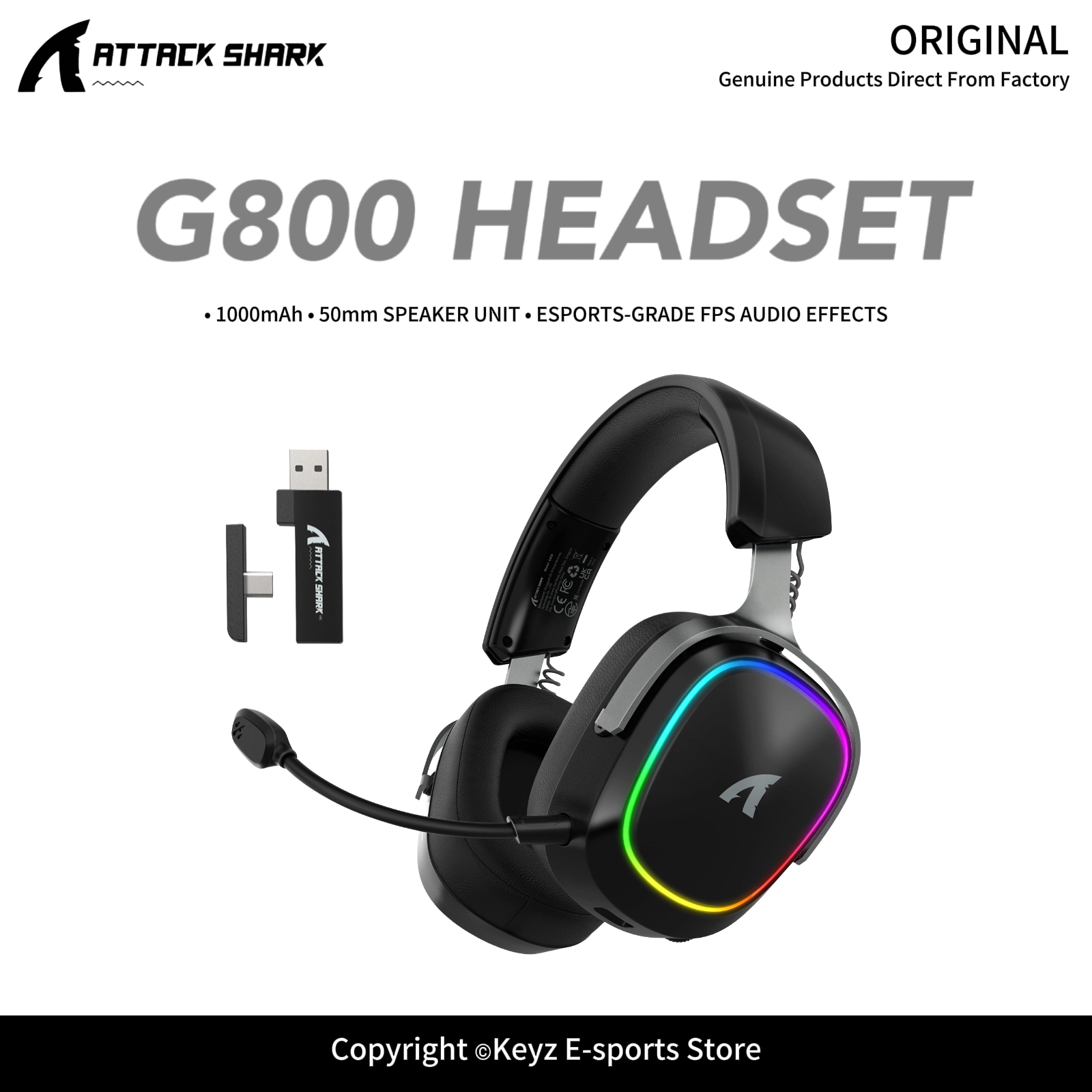 ATTACK SHARK G800 4-IN-1 Wirel - огляд і ціна Gaming Headset With Mic Rgb