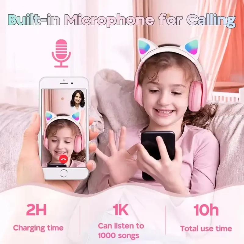 T28 Wireless Bluetooth Headpho - огляд і ціна Cat Ear Bluetooth Headset Led