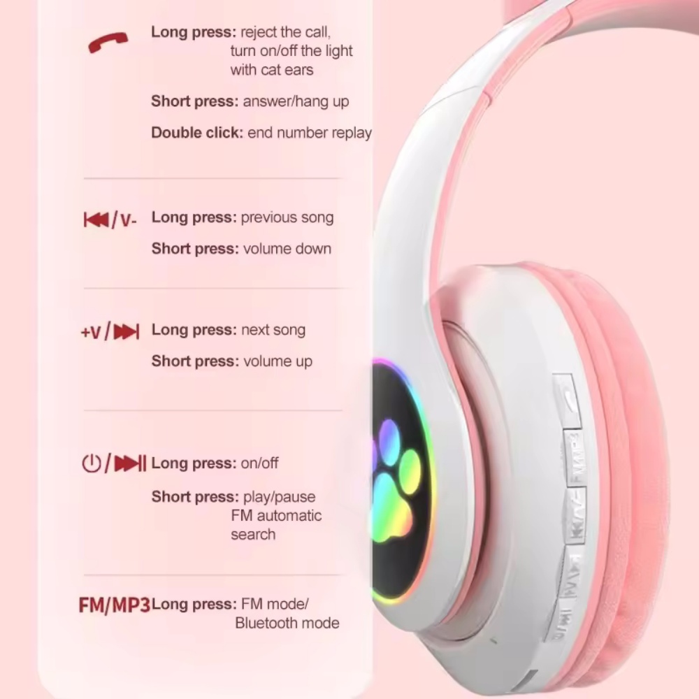 Cute Cat Ear Bluetooth Compati - огляд і ціна Cat Ear Bluetooth Headset Led