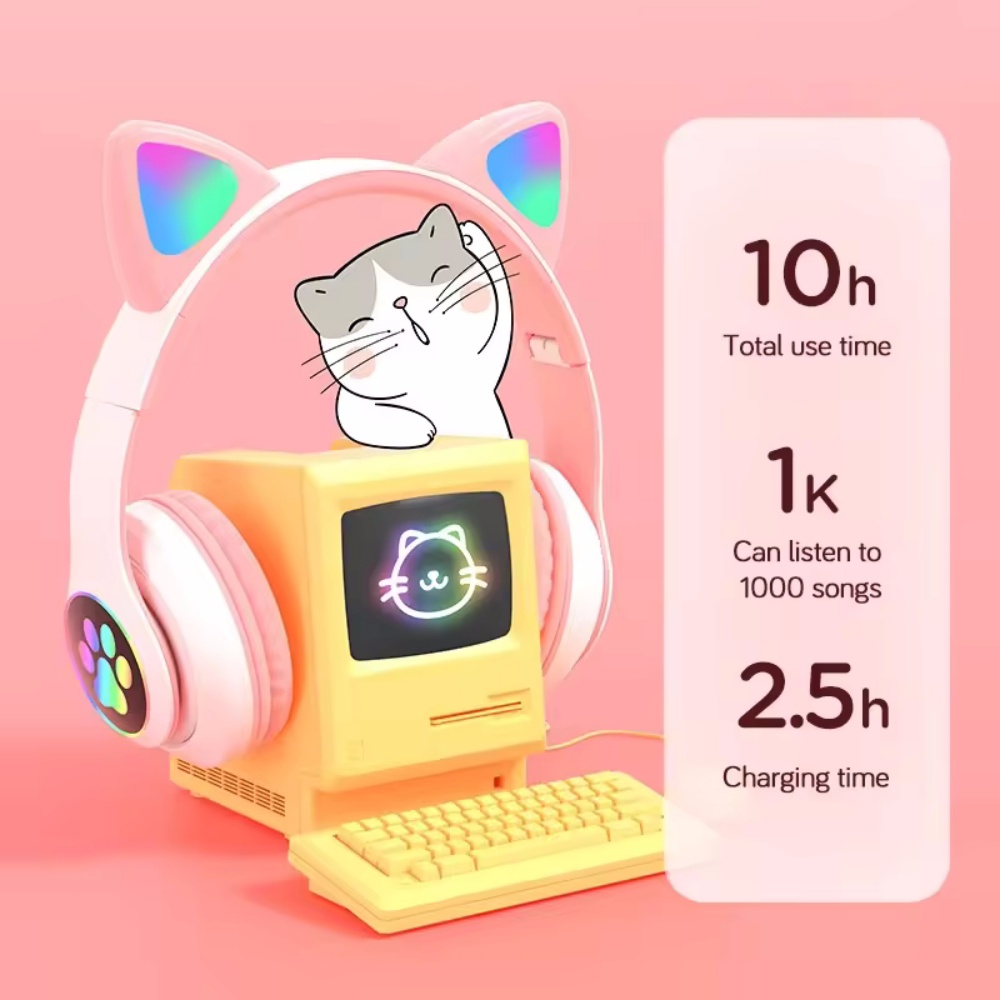 Cute Cat Ear Wireless Headset  - огляд і ціна Cat Ear Bluetooth Headset Led