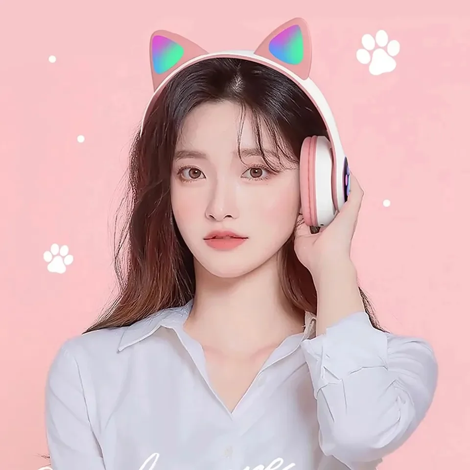 2 Pcs Wireless Headset Bluetoo - огляд і ціна Cat Ear Bluetooth Headset Led