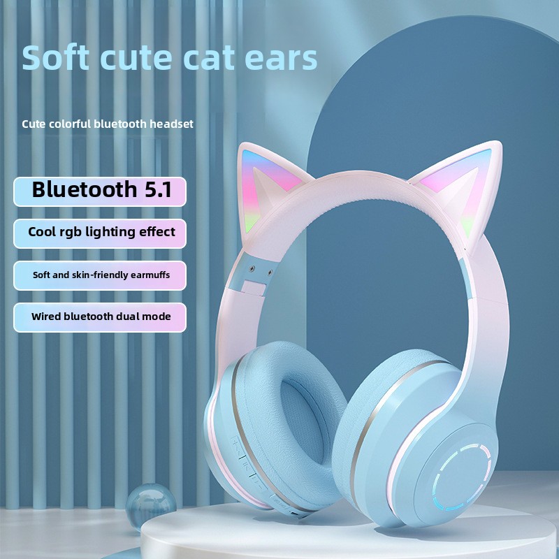 New Best Selling RGB Head-moun - огляд і ціна Cat Ear Bluetooth Headset Led